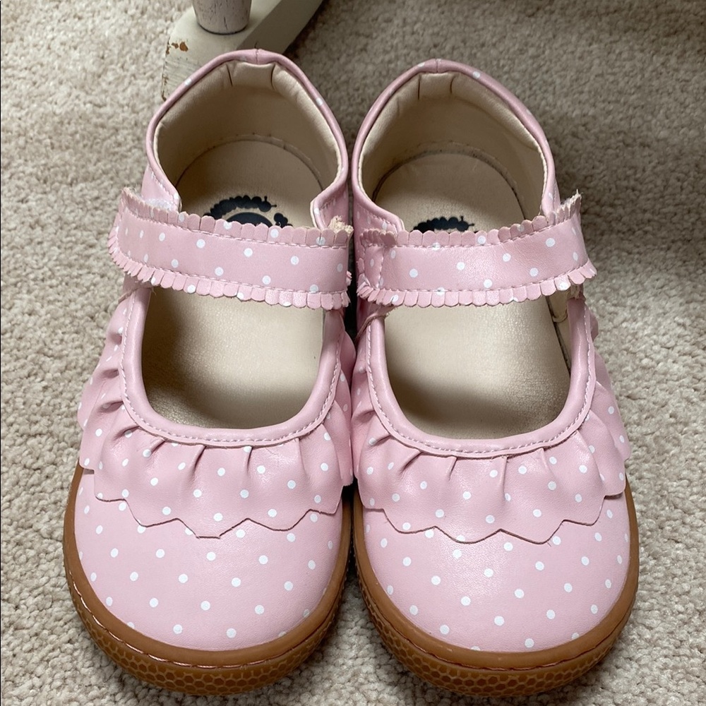 Livie & Luca Pink and White Dress Shoes with Scalloped Detail